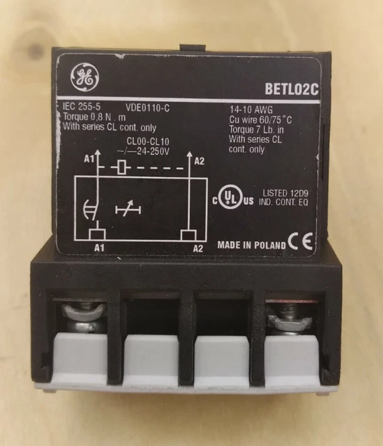 GE BETL02C Contactor Electronic Timer Module 24 - 250 VAC / VDC