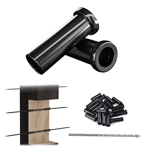 Muzata 20Pack Black Stainless Steel Protective Sleeves Cable Railing Kit Hard...