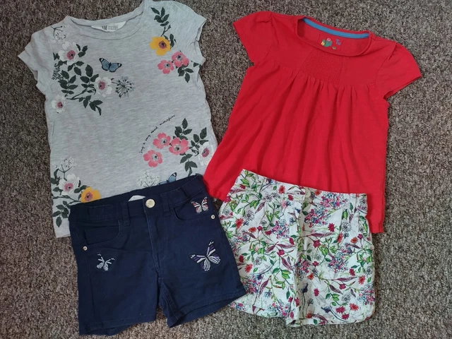 Abiti da ragazza pacchetto top e pantaloncini H&M, TU, noce moscata 4-5 anni