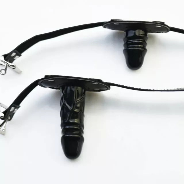 PU Leder Mundknebel mit Silikon Stöpsel Bondage Slave Offenem Oral Mouth Gag SM