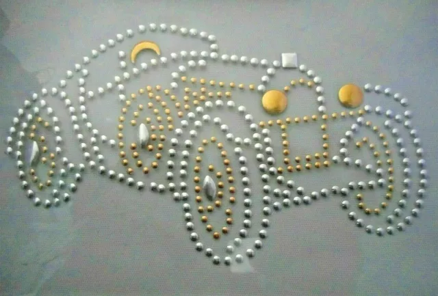 Antique Car Silver Gold Rhinestone Studs Iron-On Hot-Fix Transfers #67