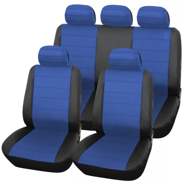 Urban Blue Premium Leather Look Waterproof Car Seat Covers Protectors Full set