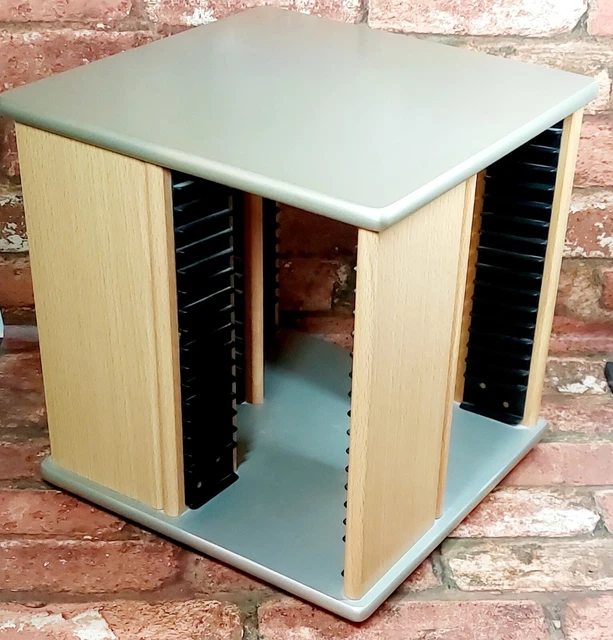 Rack CD Rotante Legno Portaoggetti Rotante 360° Metallico
