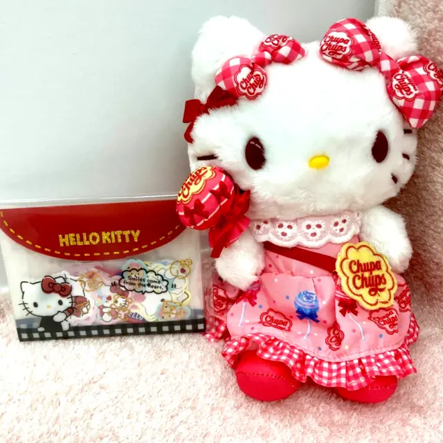 Japan 2024 Sanrio Chupa Chups Hello Kitty Mascot Holder With Stickers New