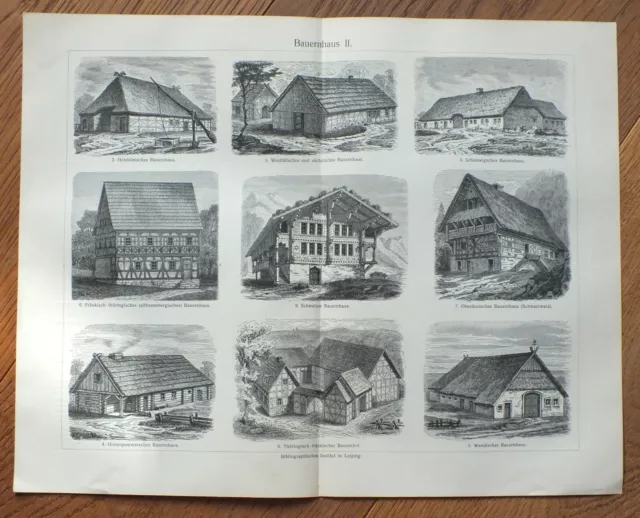 Original Lithografie Lithographie 1905 Bauernhaus Stube Bauernhof Landhaus
