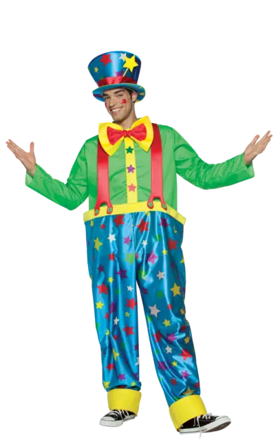 Mens Star Circus Clown Carnival Funny Fancy Dress Costume