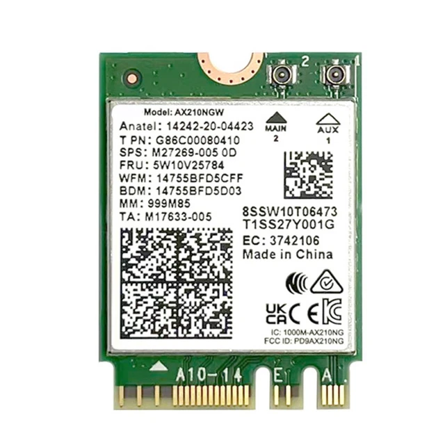Carte RéSeau Sans Fil WiFi 6 PCIE Bluetooth 5.2 AX210S Adaptateur WiFi
