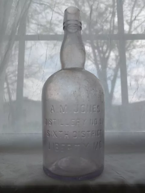 Rare Antique Whiskey Bottle A.M. Jones Distillery NO. 97 Liberty, Missouri