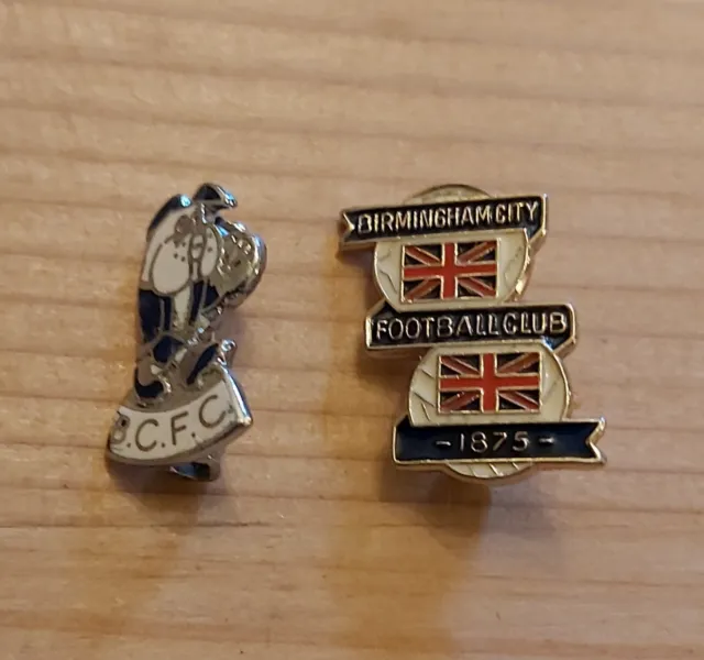 Two Vintage Birmingham City Football Club Enamel Badges Incl. Rare Beau Brummie