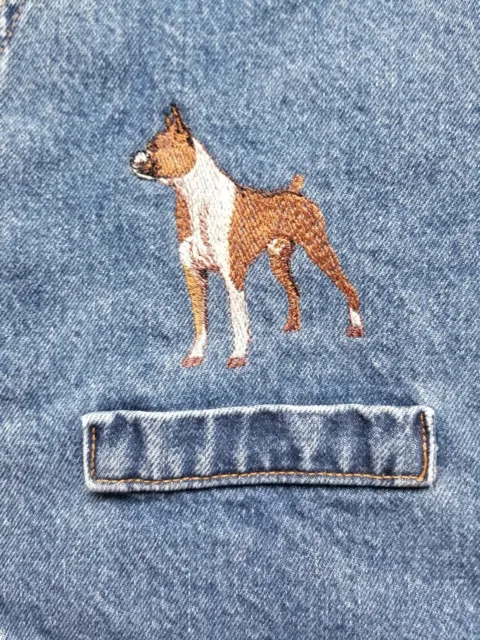 Vintage Vest Denim Dog Boxer Womens Machine Embroidered Size M-L NOS A24-19 SP