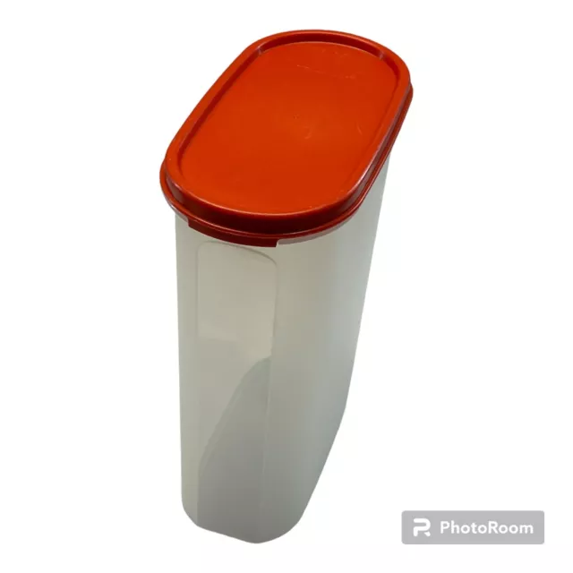 Tupperware Modular Mate #1614-8 Sheer Oval Canister w/Red Lid 9-3/4 Cup