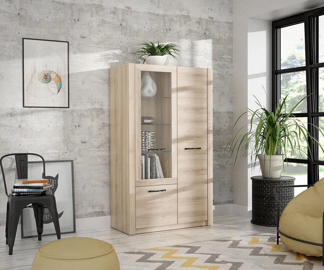 Vetrina vetrina vetrina armadio vetrina 92 cm prugne Comano moderno
