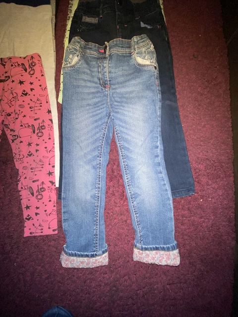 girls clothes bundle age 3-4 years trousers jeans joggers leggings - 14 Pairs 2
