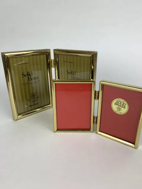 Lot Of Two Hinged Brass Frames Vintage Seventies Eighties Small