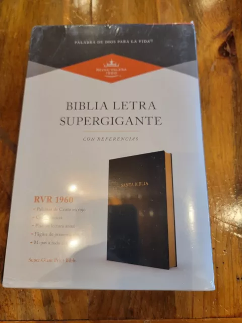 Biblia Letra Súper Gigante, RVR 1960, Imitación Piel Negro Con índice