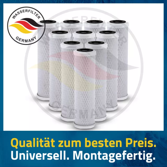 10x 2,5 ZOLL AKTIVKOHLEBLOCK ERSATZKARTUSCHEN PATRONEN UMKEHROSMOSE WASSERFILTER