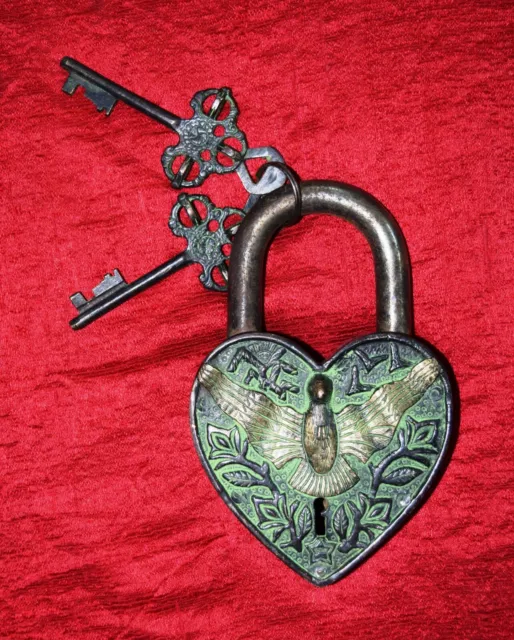 Solid Brass Key Padlock Handmade Bald Eagle Bird Design Heavy Security Lock UR64