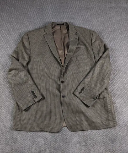Lauren Ralph Lauren Silk Wool Sport Coat Blazer Mens 54R Beige Check Suit Jacket