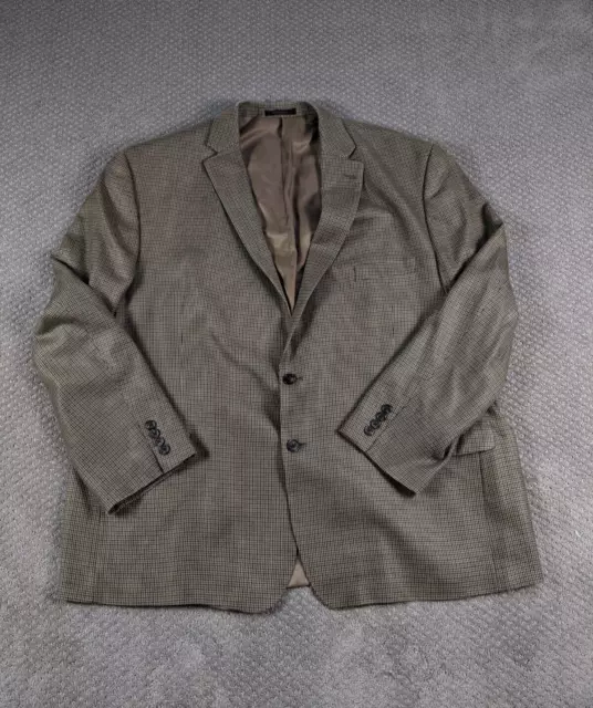 Lauren Ralph Lauren Silk Wool Sport Coat Blazer Mens 54R Beige Check Suit Jacket