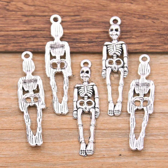 20 Stück Antik Silber Skelett Körper Schädel Charms Anhänger DIY Schmuck Zube CR 2