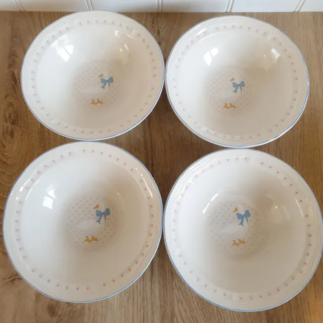 4x Vintage Aunt Rhody Country Mother Goose Pattern 7" Cereal / Soup Bowls