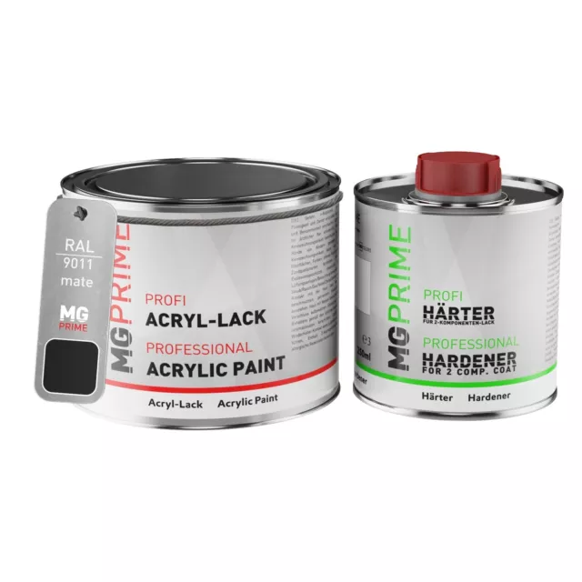 RAL 9011 Negro grafito Graphite black Pintura acrílica mate, bote de 0,75 litros