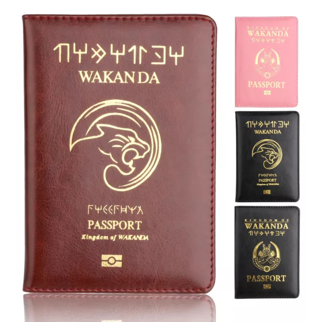 Black Panther Wakanda Passport Cover Holder Travel Case Wallet Credit Card Case