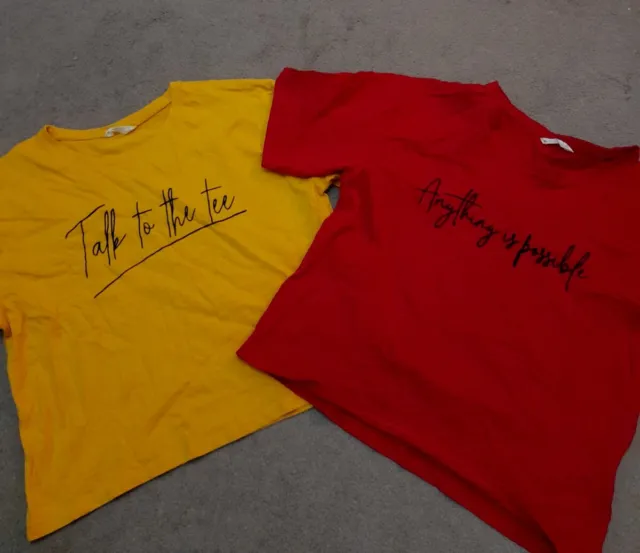 Girls Matalan Slogan Tshirts Bundle Age 13 Years Red & Yellow Boxy Cropped