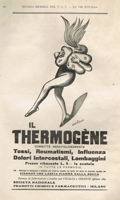 Pubblicità_IL THERMOGENE - illustraz. CappielloLeonetto- cm. 24 x 17 - anno 1929