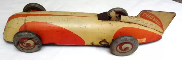 Chad Valley Clockwork Tinplate Toy Racing Car Vintage