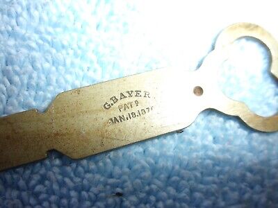 1 Vintage G. Bayer PAT 1876 Skeleton Key Brass ornate padlock ? military ? trunk 2