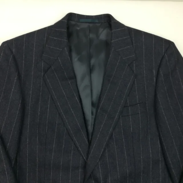 VTG Chester Barrie Savile Row 40R Flannel Wool Pinstripe Suit Navy Blue 32x29 3