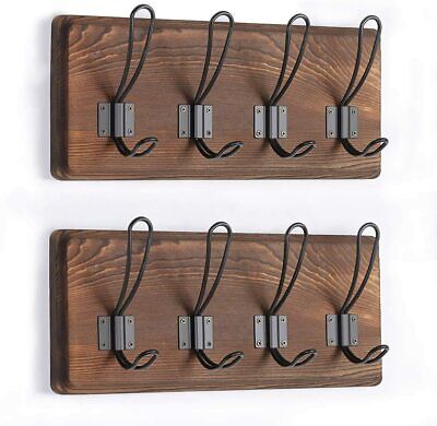 2PCS Wall Mounted Wood Rustic Coat Hooks for Entryway,Mudroom, Bathroom, Kitchen
