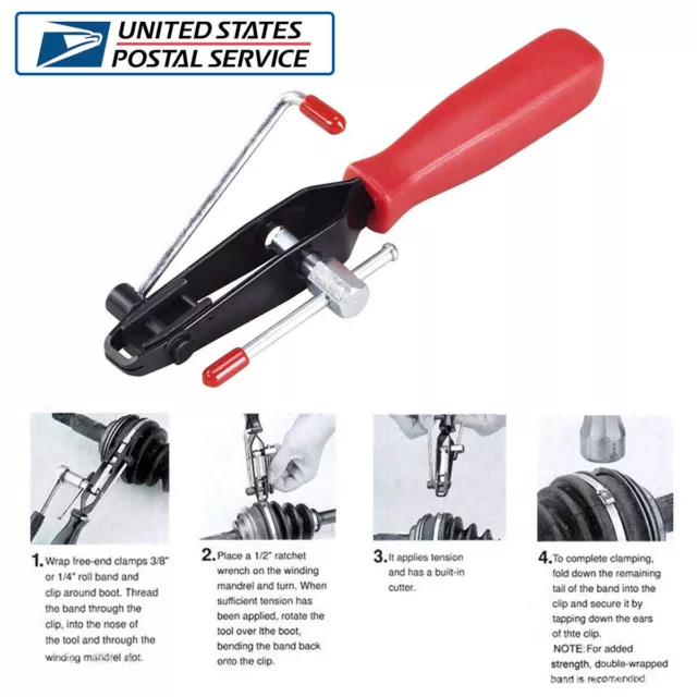 Universal Auto Car CV Joint Boot Clamp Pliers Banding Crimper Tool With Cutter