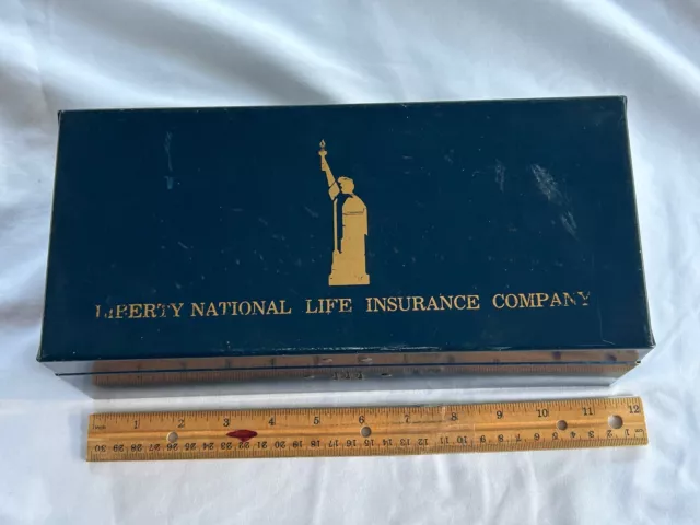 Vintage Metal Liberty National Life Insurance Company Policy Box - Read Desc.