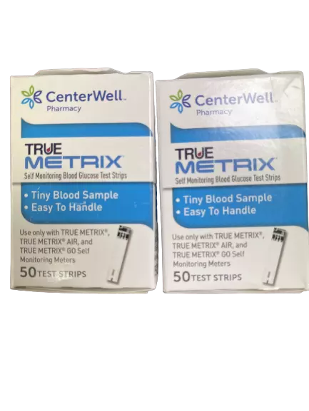 100 CenterWell True Metrix Diabetic Blood Glucose Test Strips Expires 8/24+