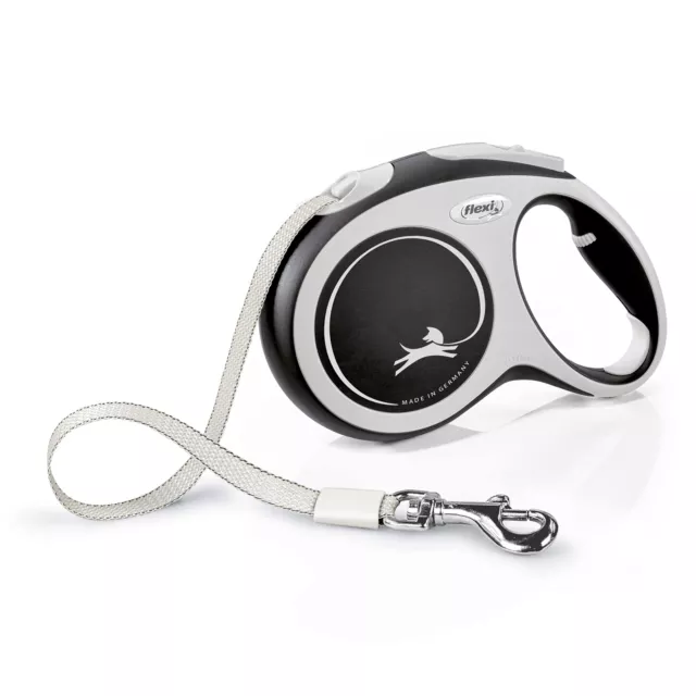 Flexi New Comfort Tape Large 5m Grey & Black Retractable Dog Leash/Lead for Dogs