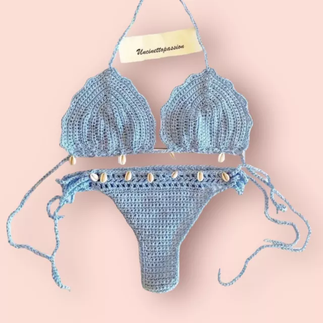 Costume da bagno uncinetto mare donna bikini uncinetto girl crochet conchiglie