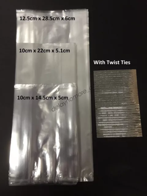 Premium NON Seal Clear Cello Bags Side Edge Loot Treat Gift Food Packaging T/Tie