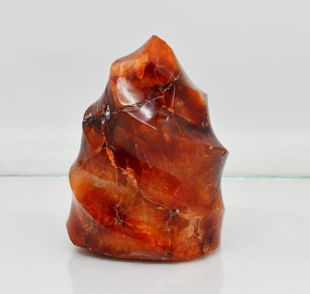 One (1) Carnelian Crystal Freeform, Cut Base Polished Gemstone