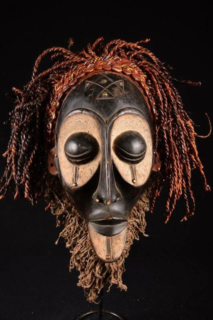 18298 African Old Chokwe Rasta Mask / Mask Dr Congo