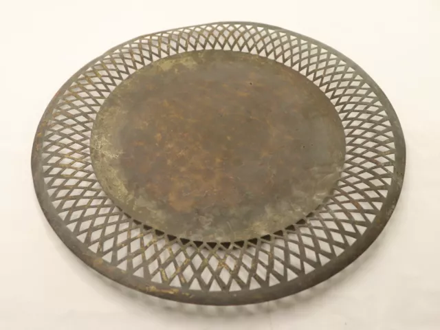 Vintage Brass Serving Dish Engraved Plate Egyptian Handmade Round Ornate Plate