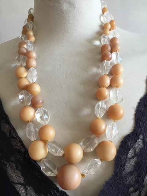 Collier Années 50 Perles De Jais Noir - Longueur 42 Cm - Vintage Très Bon état