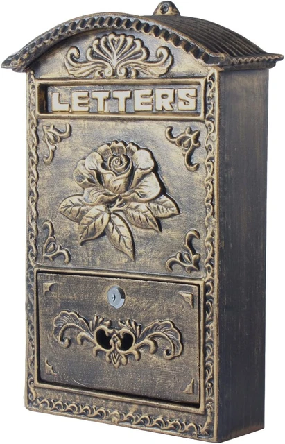 Vintage Wall Mounted Mailbox Cast Aluminum Locking Mailboxes Retro Residential M