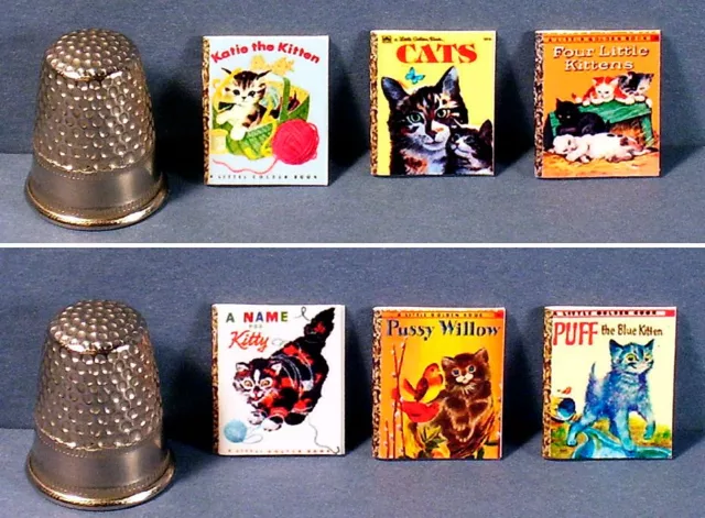 Dollhouse Miniature 1:12  Set of 6 Little Golden Books  Cat and Kitten Covers