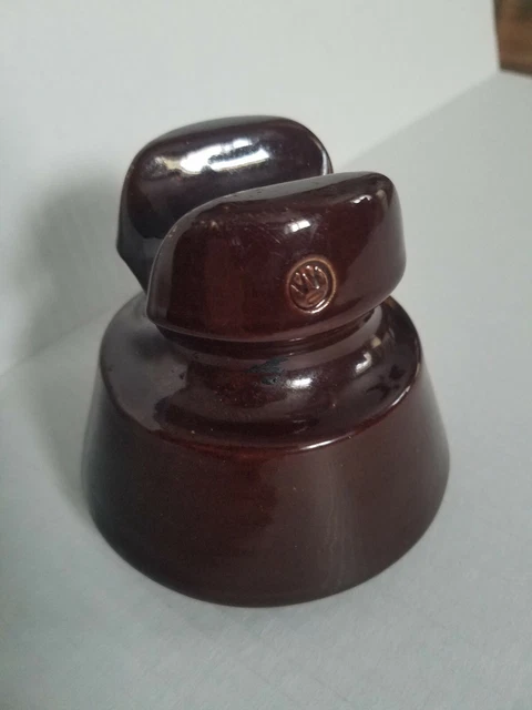 Vintage Brown Ceramic Porcelain Westinghouse Insulator Collector Decor Craft