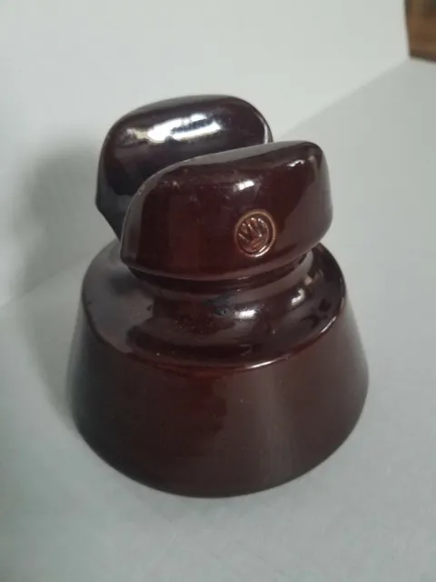 Vintage Brown Ceramic Porcelain Westinghouse Insulator