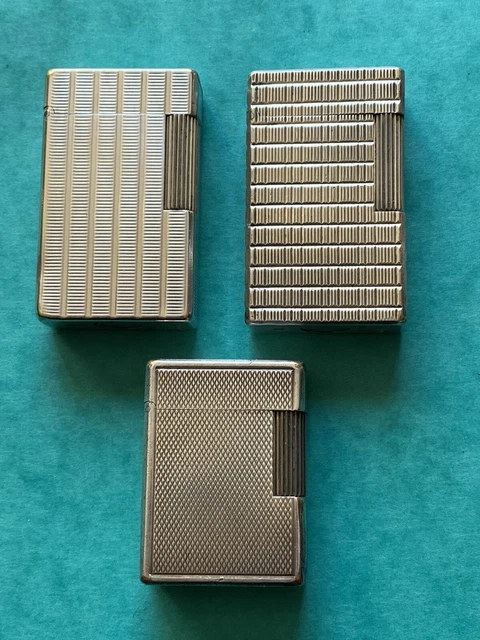 3 Briquets Dupont Plaque Argent