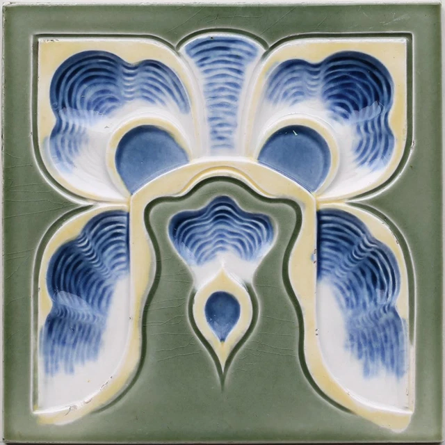 Art Nouveau Vintage Ceramic Tile Rare Reproduction Majolica Alfred Meakin UK