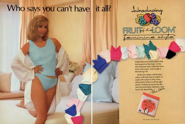 1992 FRUIT OF the Loom Teri Garr underwear fashion 2-page MAGAZINE AD $9.99  - PicClick